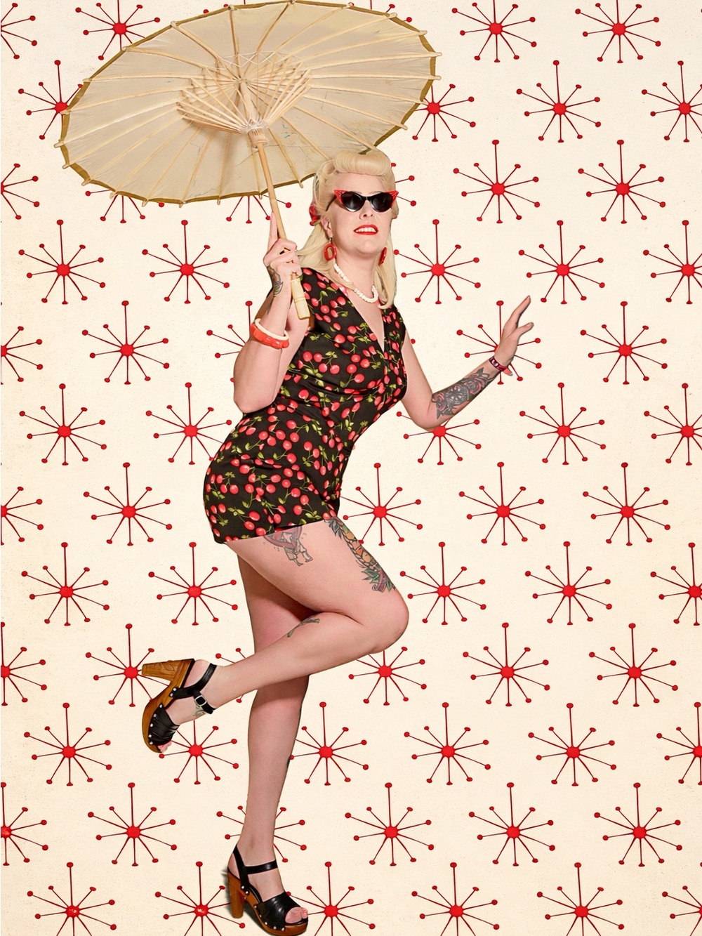 Cherry Print Sleeveless romper